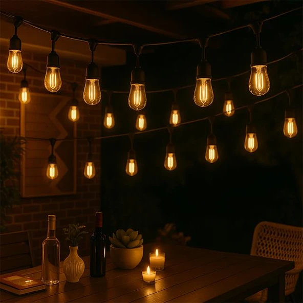 Ledx KB00002 10'Lu E27 Duy Sıralı 10 Metre Lamba Kablosu (10 Adet Duy İçerir) - 2