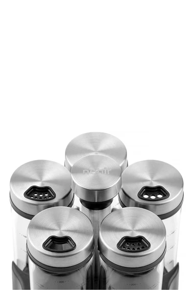 Nehir 6 Parça Borosilikat Döner Standlı Baharatlık Seti - Resim 2