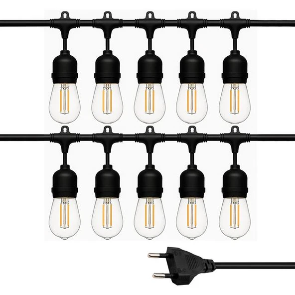 Ledx KB00002 10'Lu E27 Duy Sıralı 10 Metre Lamba Kablosu (10 Adet Duy İçerir)