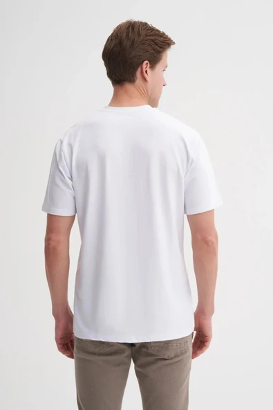 Cazador Bisiklet Yaka Regular Fit Rahat Likralı Düz Tişört 4142 - Resim 4