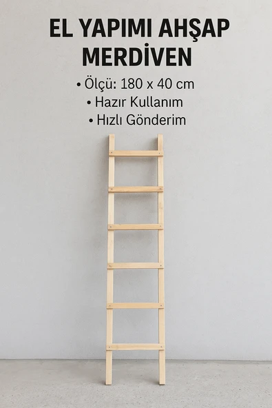 Rustik Ahşap Merdiven  El Yapımı 180x40 cm