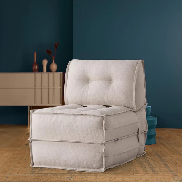 Homedius Mocca Keten Tek Kişilik Katlanır Yatak Katlanır Koltuk  Bej Tek ürün görseli