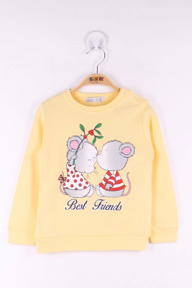 Toontoy Kız Çocuk Best Friend Baskılı Pamuklu Sweatshirt - 12