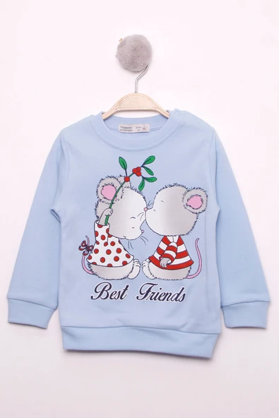 Toontoy Kız Çocuk Best Friend Baskılı Pamuklu Sweatshirt - 11