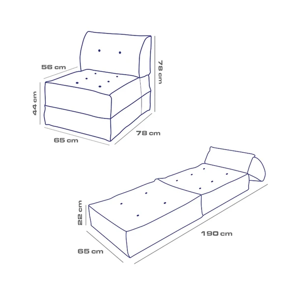 Homedius Mocca Keten Tek Kişilik Katlanır Yatak Katlanır Koltuk Bej Tek - 7
