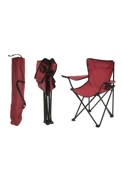 Exent Rejisör Kamp Sandalyesi Katlanır Çantalı Piknik, Plaj, Balıkçı Sandalyesi-BORDO - 2
