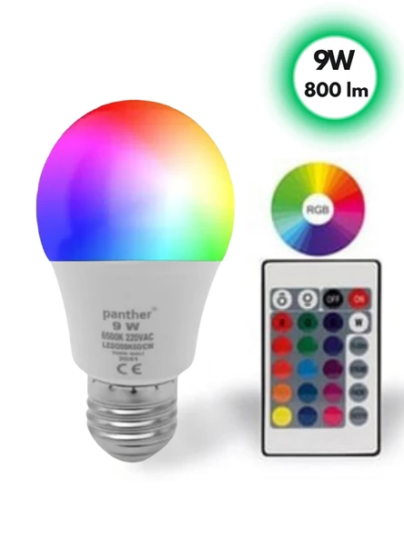 Panther Uzaktan Kumandalı Renk Değiştiren Led Ampul - 9w