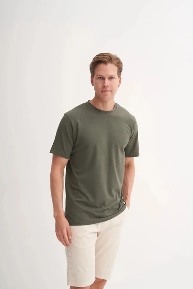 Cazador Bisiklet Yaka Regular Fit Rahat Likralı Düz Tişört 4142 ürün görseli 1