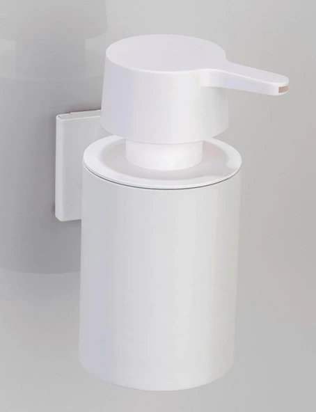 Saban Ovaro Sabunluk – Beyaz Mat, Paslanmaz Çelik Duvar Tutuculu, Yapışkan Montajlı, 160 ml Kapasiteli, 7 x 15 x 13,5 cm