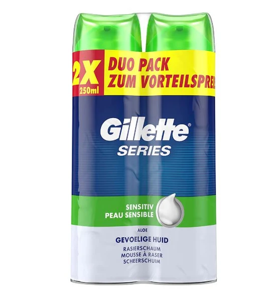 Gillette Serisi Shaving Foam Sensitive Skin 2x250ml Tıraş Köpüğü