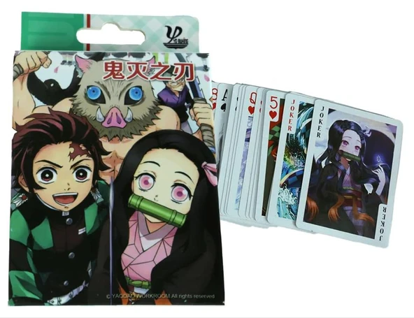 İskambil Anime Demon Slayer Iskambil Poker Oyun Kartı 54 Adet