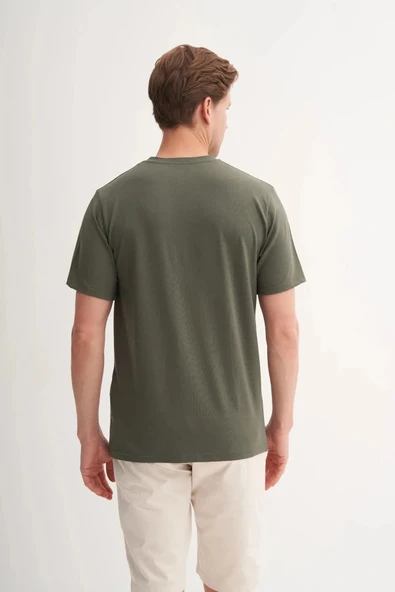 Cazador Bisiklet Yaka Regular Fit Rahat Likralı Düz Tişört 4142 - Resim 4