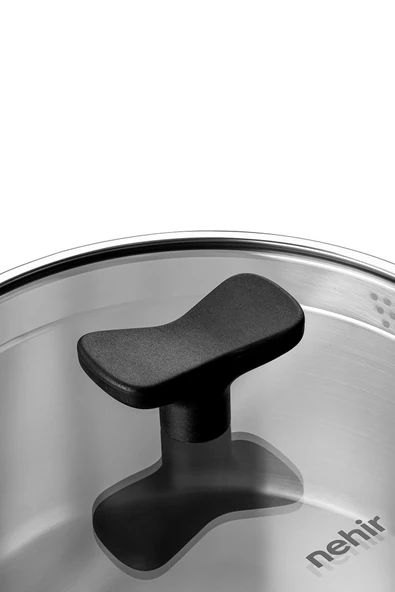 Nehir Roma 22 Cm Paslanmaz Çelik Süzgeç Kapaklı Fonksiyonel Derin Tencere - Resim 3