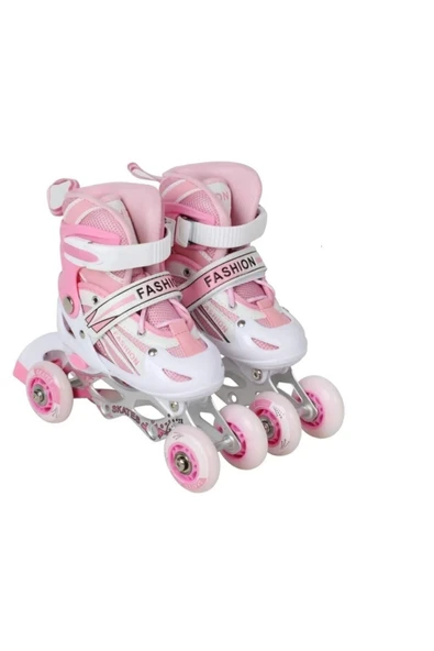 Duman Pembe Çocuk Pateni 2+2 Alıştırma Teker Numara Ayarlı Başlangıç Pateni 35-38 - 2