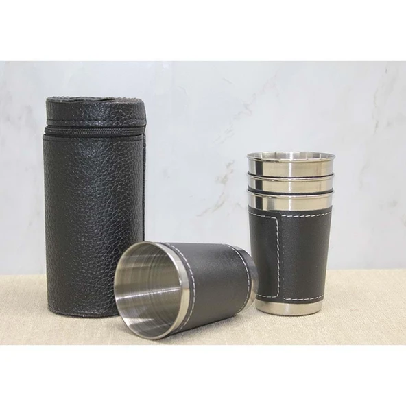 Derili Kılıflı 4'Lü Shot Bardak