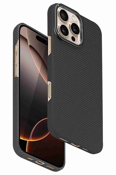 iPhone 15 Pro Max Uyumlu Lens Standlı Manyetik Şarj Özellikli Fuchsia Kevlar Telefon Kılıfı - Resim 8