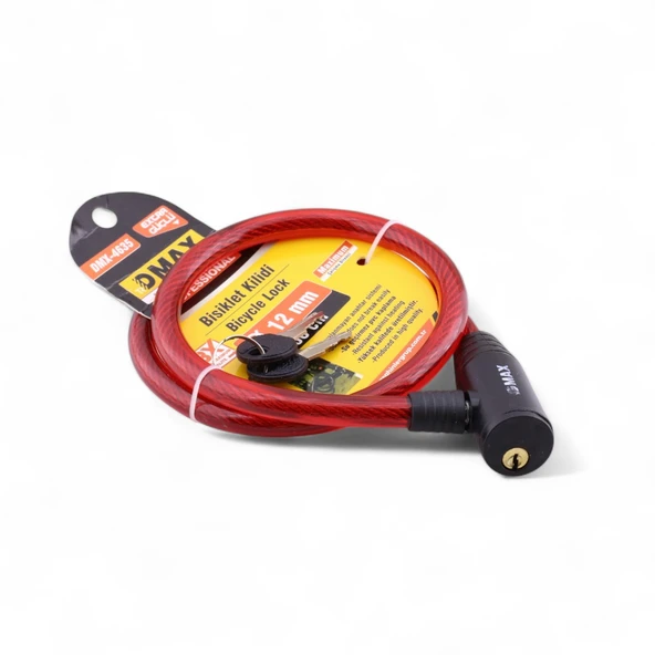 12 mm x 80 cm Çelik Halatlı Asma Kilit – Bisiklet, Motosiklet, Scooter Güvenlik Kilidi + 2 Anahtar - 3