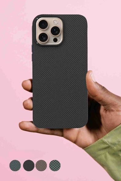 iPhone 15 Pro Max Uyumlu Lens Standlı Manyetik Şarj Özellikli Fuchsia Kevlar Telefon Kılıfı - Resim 6