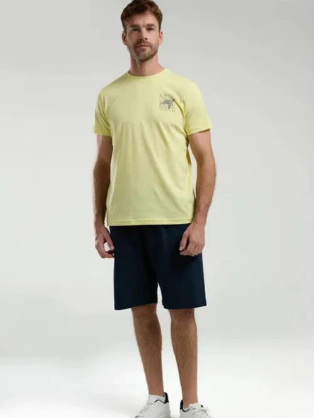 Arnetta Erkek Açık Sarı Kısa Kol Bermuda Pijama Takım 3312 ürün görseli 1