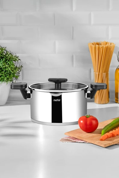 Nehir Roma 24 Cm Paslanmaz Çelik Süzgeç Kapaklı Fonksiyonel Derin Tencere - Resim 2