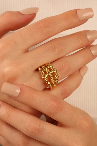 Dorika Top 3 Sıra Altın Yüzük dy3001 - 2