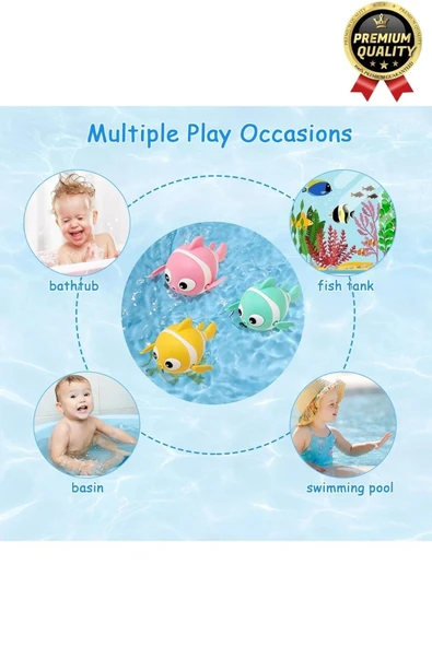 Özel Üretim Banyo Arkadaşı Eğlenceli Bebek Çocuk Renkli Oyuncak Kurmalı Yüzen Hareketli Banyo Balığı - 4