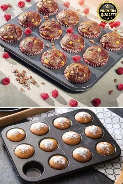 Çok Amaçlı Mutfak Yüksek Isıya Dayanıklı Yıkanabilir Yanmaz Yapışmaz 12'li Kek Muffin Cupcake Kalıbı - 3