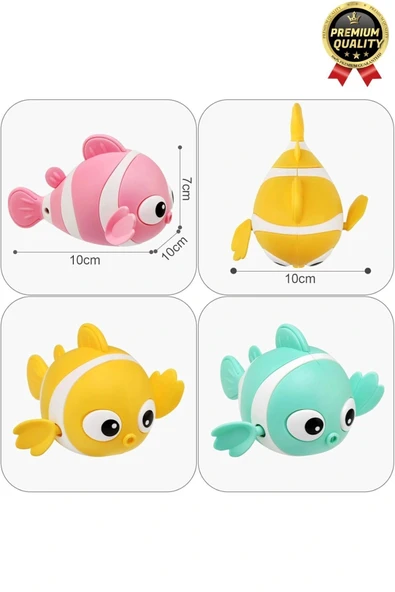 Özel Üretim Banyo Arkadaşı Eğlenceli Bebek Çocuk Renkli Oyuncak Kurmalı Yüzen Hareketli Banyo Balığı - 6