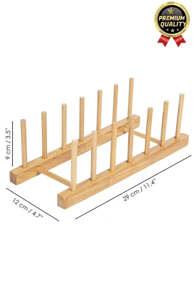 Çok Amaçlı Düzenleyici Bulaşıklık Plak Tabak Kitap Mutfak Organizer 8 Bölmeli Bambu Tabak Standı - 4