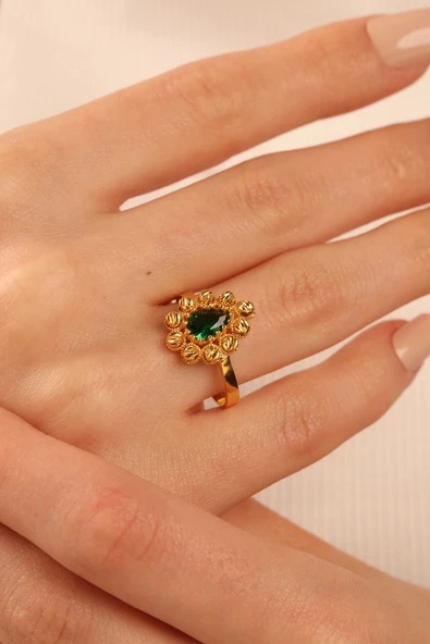 Dorikalı Damla Altın Yüzük dy001 - Resim 3