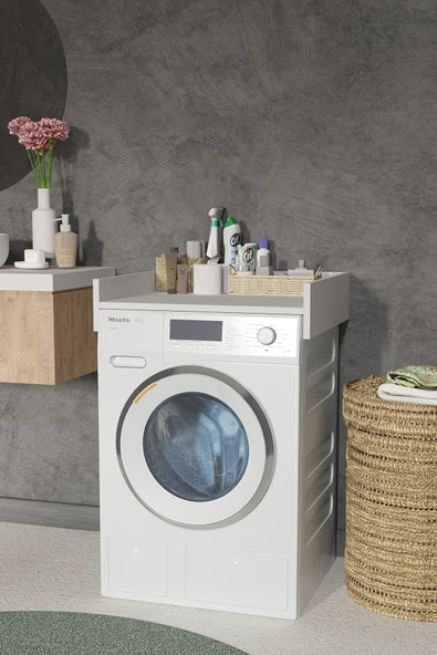 Milano Banyo Dolabı Çamaşır Ve Kurutma Makinesi Dolabı Çamaşır Makinesi Rafı Beyaz - 3