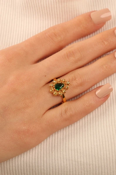 Dorikalı Damla Altın Yüzük dy001 - Resim 4