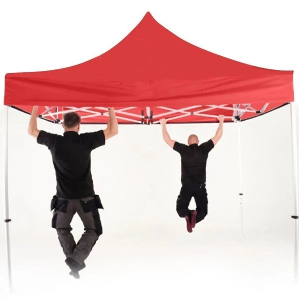 Otomatik Gazebo Çardak 240 X 240 Cm Tente Teras Bahçe Kamelyası Gölgelik Kırmızı - Resim 3
