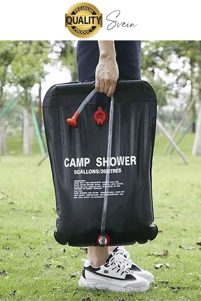 Premium Güneşte Isınabilen Taşınabilir Katlanabilen 20 Lt Kamp Duşu Seti Yıkanma Banyo Hortum Başlık - 6