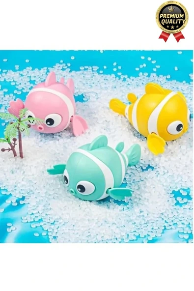 Özel Üretim Banyo Arkadaşı Eğlenceli Bebek Çocuk Renkli Oyuncak Kurmalı Yüzen Hareketli Banyo Balığı - 3