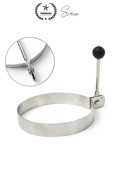 Premium Yanmaz Yapışmaz Paslanmaz Metal Yuvarlak Omlet Krep Kalıbı Tava Sahanda Yumurta Pankek - 5