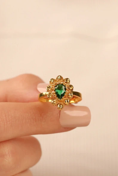 Dorikalı Damla Altın Yüzük dy001 - Resim 2