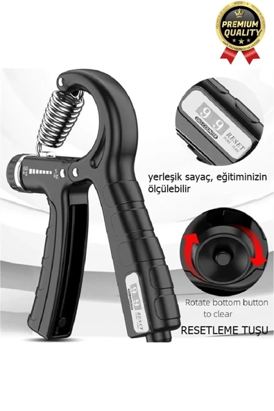 Premium Ayarlanabilir Taşınabilir Fitness Egzersiz Sayaçlı El Yayı 5-60 Kg Bilek Kası Güçlendirici - 3