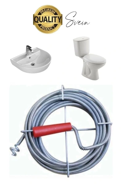 Premium 10 Metre Tıkanıklık Kanal Açma Klozet Gider Açıcı Boru Temizleme Spiral Tel Susta Manuel Uç - 2