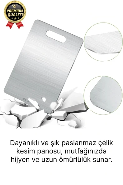 Çok Amaçlı Dayanıklı Kaymaz Yüzey Paslanmaz Çelik Mutfak Sebze Meyve Et Doğrama Lüks Kesme Tahtası - Resim 3