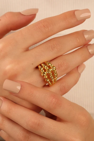 Dorika Top 3 Sıra Altın Yüzük dy3001