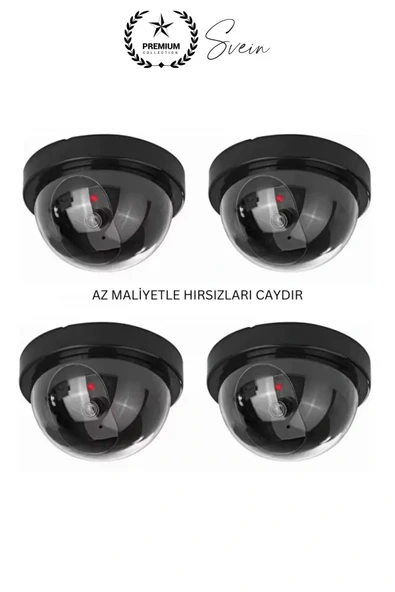 4 Ad. Caydırıcı Dome Güvenlik Kamerası Led Işıklı Hırsız Sensörlü Apartman Yazlık Maket Ev - 4