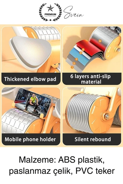 Sessiz Çalışan AB Roller Otomatik Karın Kası Egzersiz Tekeri Geri Tepme Fitness Aleti Ekipmanı - 5