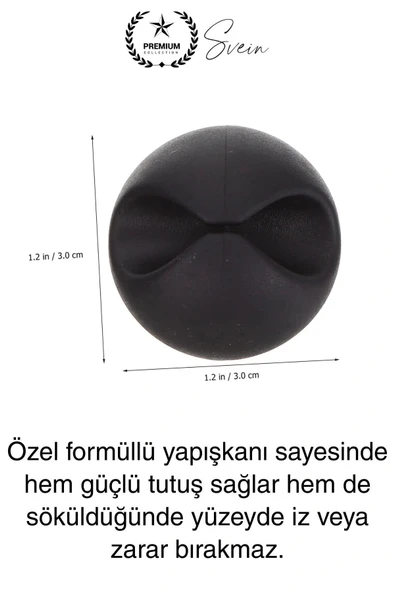 20'li İz Bırakmaz Siyah Beyaz Kablo Sabitleme Klipsi Çalışma Masası Düzenleyici Ev Oda Ofis Pratik - 3