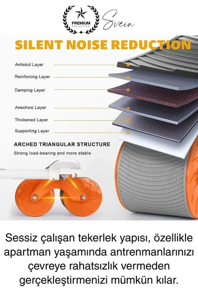 Sessiz Çalışan AB Roller Otomatik Karın Kası Egzersiz Tekeri Geri Tepme Fitness Aleti Ekipmanı - 3