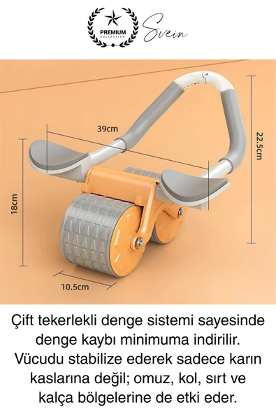 Sessiz Çalışan AB Roller Otomatik Karın Kası Egzersiz Tekeri Geri Tepme Fitness Aleti Ekipmanı - 2