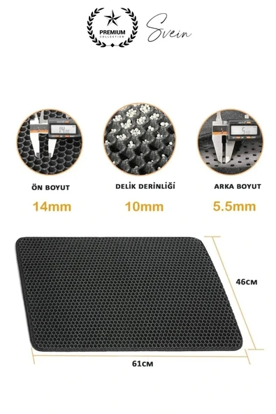 Elekli Kedi Paspası Tuvalet Önü Kumu Evcil Hayvan Sert Plastik Toz Kir Tutucu Yıkanabilir 40x60 cm - 4