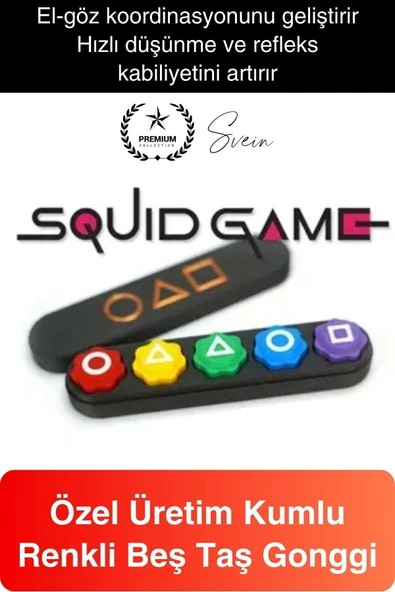 Squid Game 5 Taş Oyunu Seti Kutulu Renkli Geleneksel Kore Gonggi Koordinasyon Aile Parti Aktivite - 1