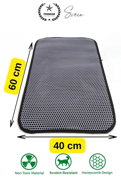 Elekli Kedi Paspası Tuvalet Önü Kumu Evcil Hayvan Sert Plastik Toz Kir Tutucu Yıkanabilir 40x60 cm - 3