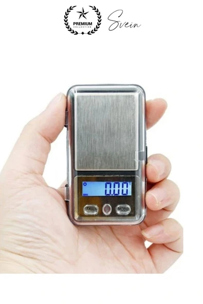 Premium Pilli Mini Hassas Cep Terazisi Tartı 200 g Kapasite 0.01 g Kuyumcu Tartısı Kılıflı Kalibre - Resim 2